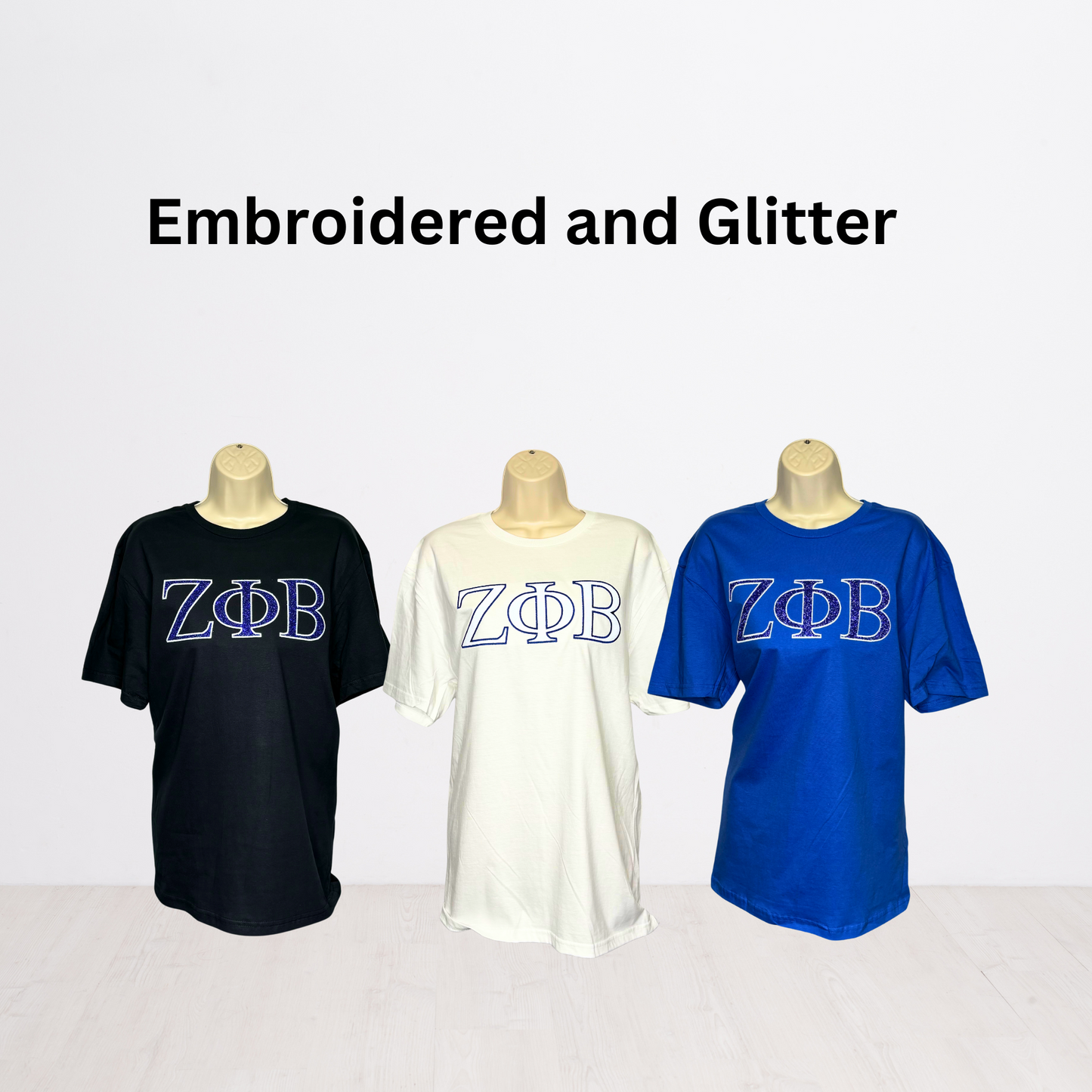 Zeta Phi Beta Embroidered Glitter T-shirt
