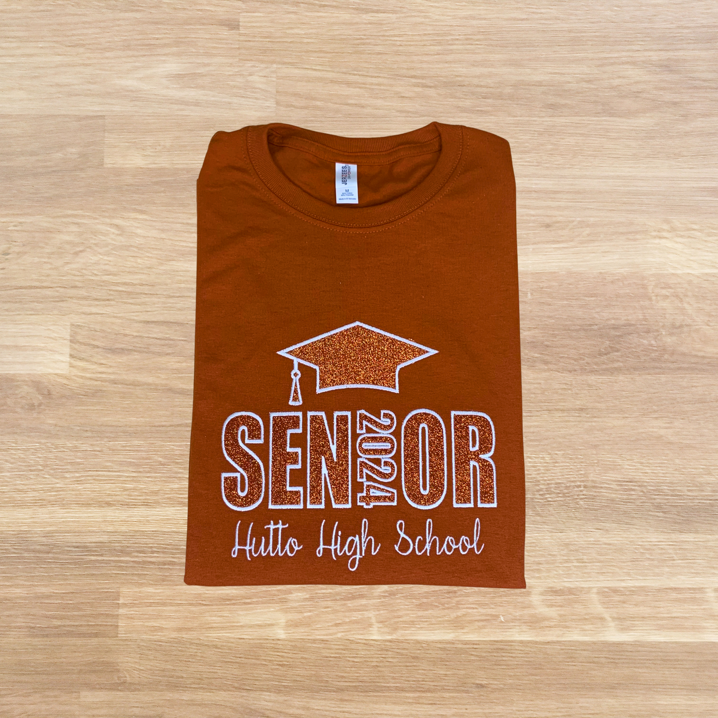 Senior Graduation Cap 2024 Embroidered Glitter T-Shirt