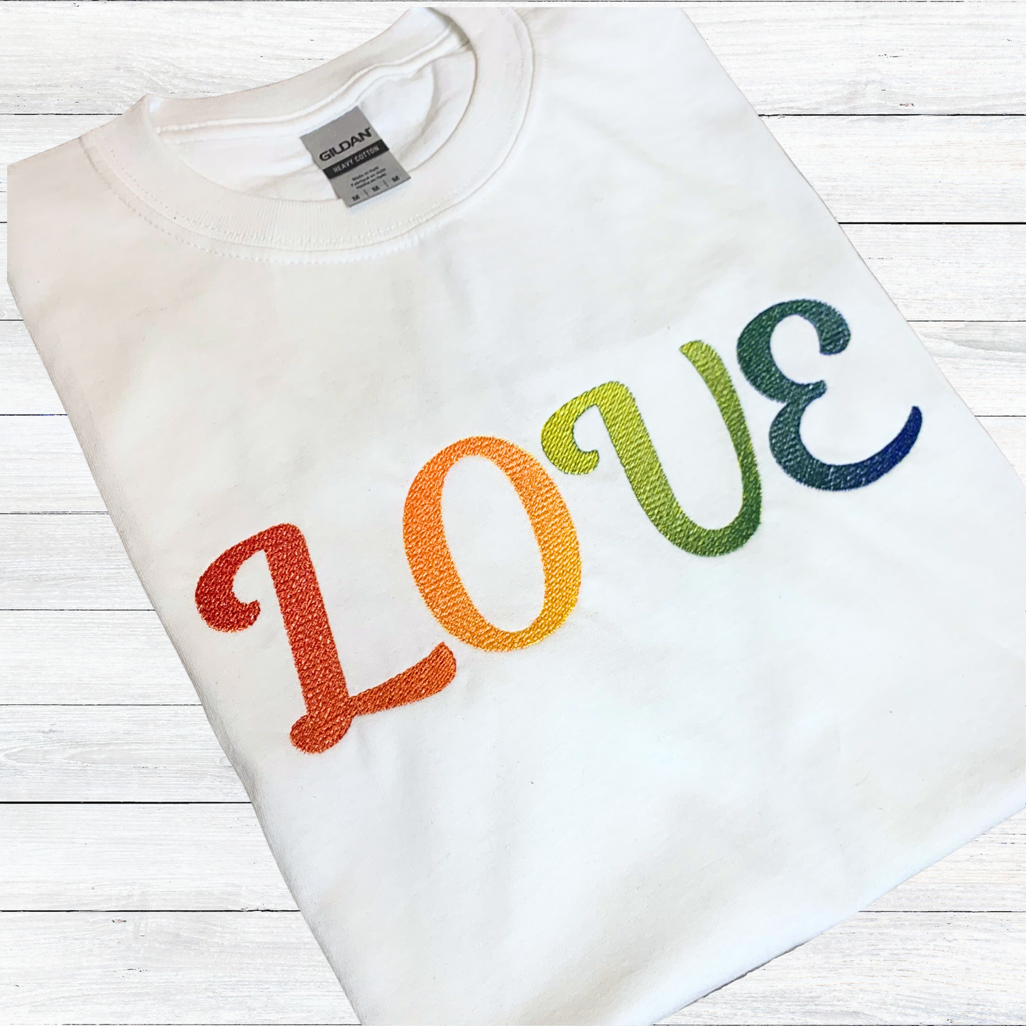 Rainbow Love Embroidered Shirt