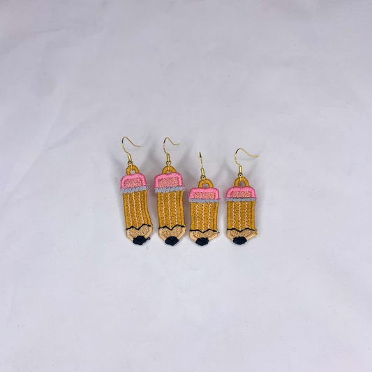 Pencil Embroidered Earrings