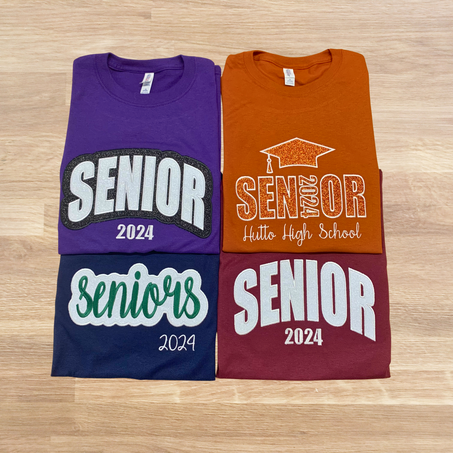 Senior Graduation Cap 2024 Embroidered Glitter T-Shirt