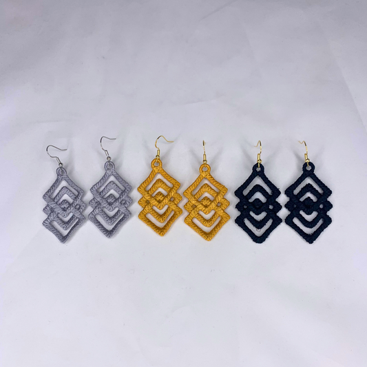 Diamond Dangle Embroidered Earrings