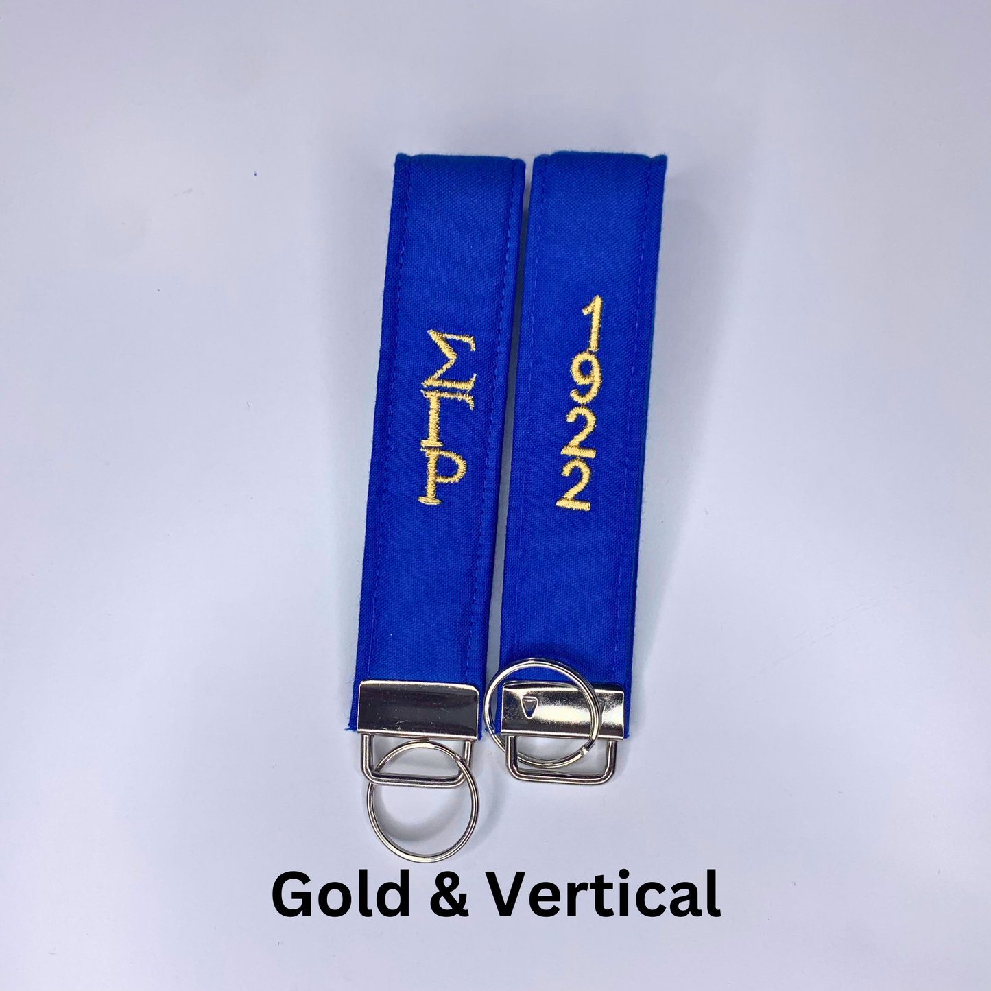 Sigma Gamma Rho Blue and Gold Embroidered Key fob