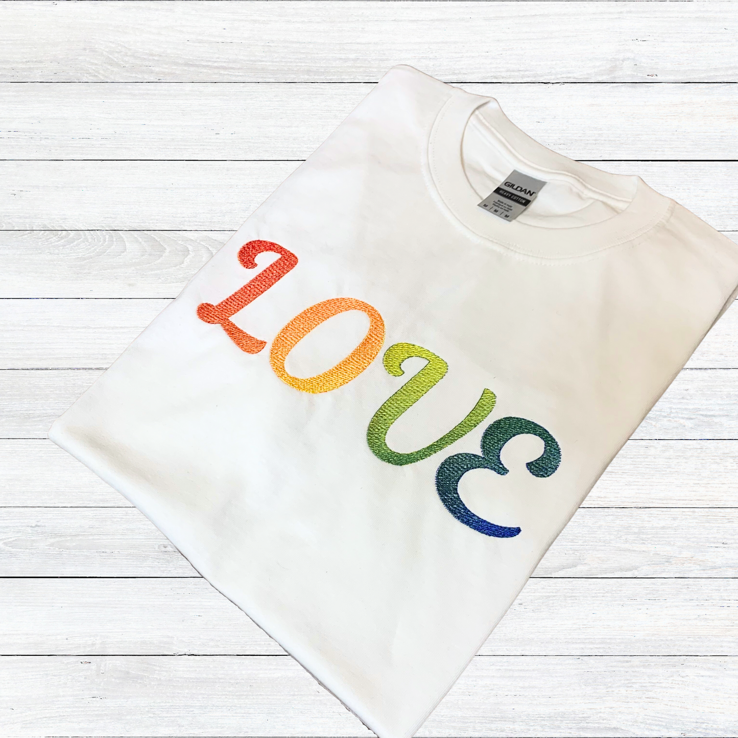 Rainbow Love Embroidered Shirt