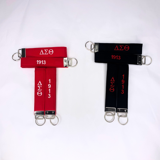 Delta Sigma Theta Red and White Embroidered Key fob