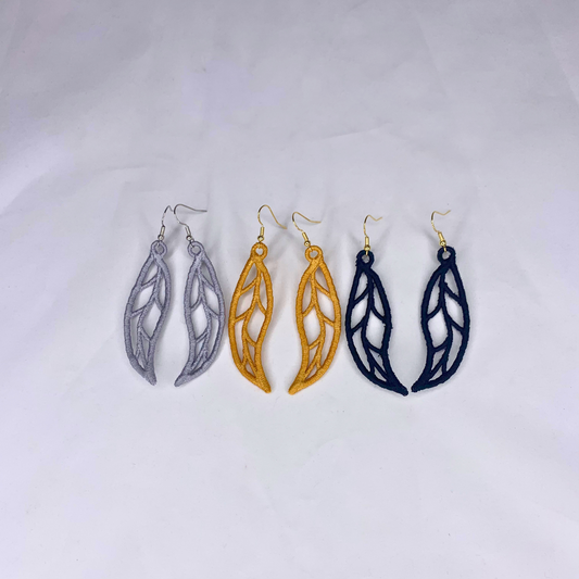 Long Leaves Embroidered Earrings
