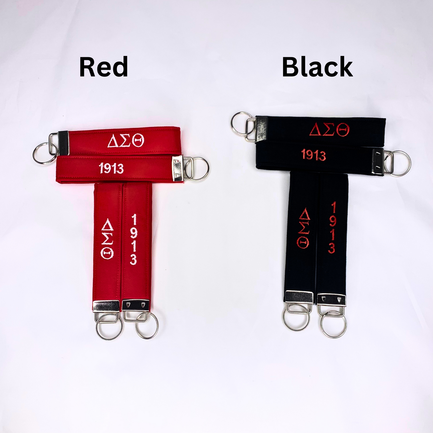 Delta Sigma Theta Red and White Embroidered Key fob
