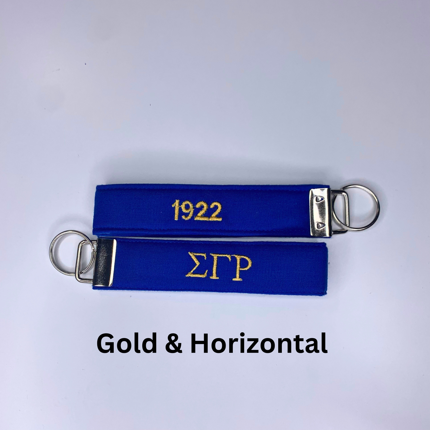 Sigma Gamma Rho Blue and Gold Embroidered Key fob