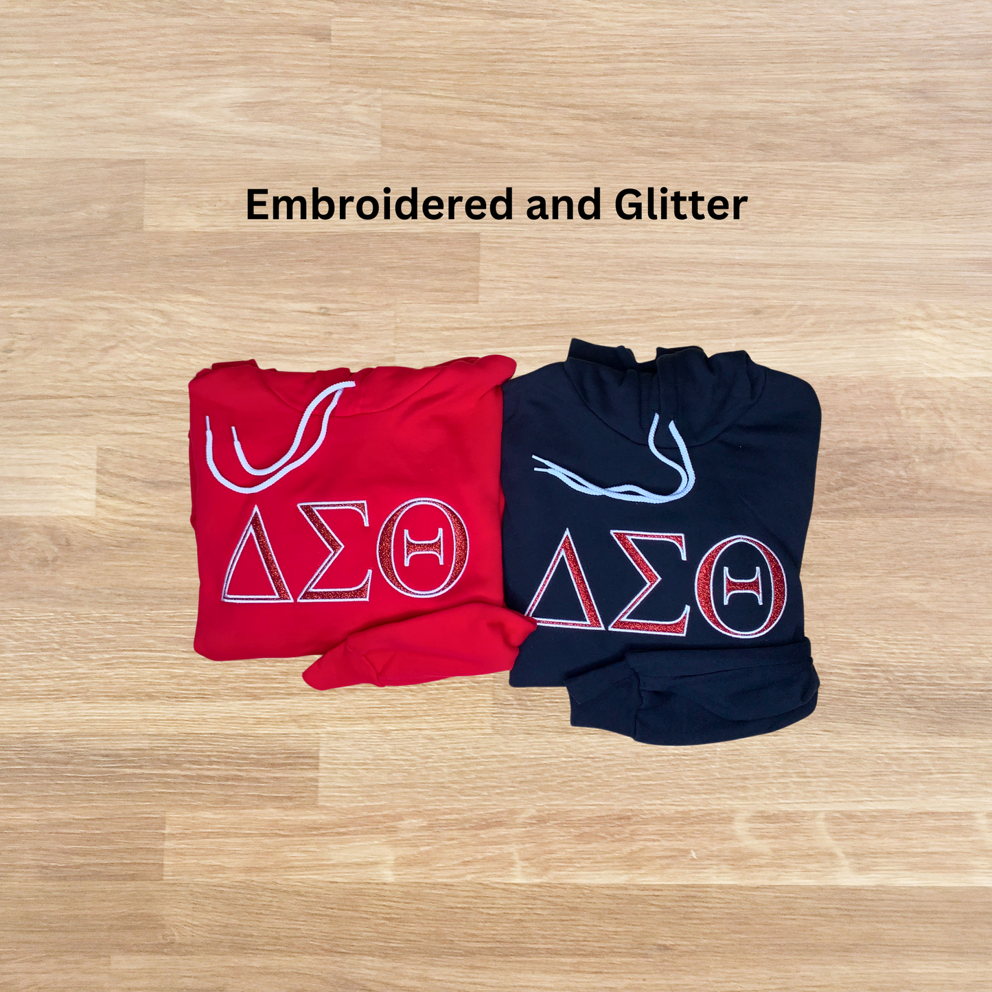 Delta Sigma Theta Embroidered Glitter Hoodie