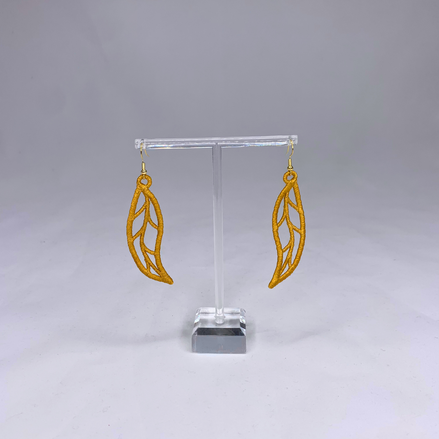 Long Leaves Embroidered Earrings
