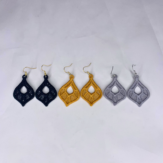 Hollow Teardrops Embroidered Earrings