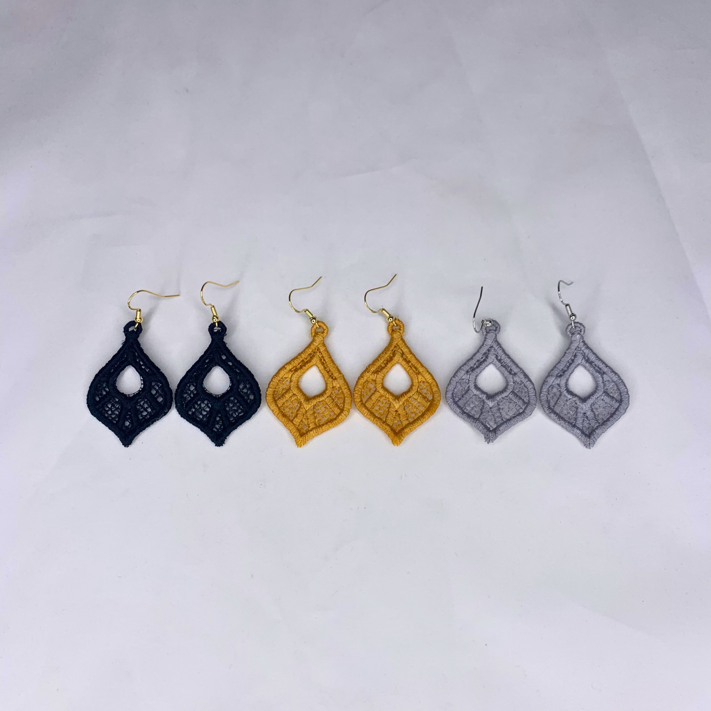 Hollow Teardrops Embroidered Earrings