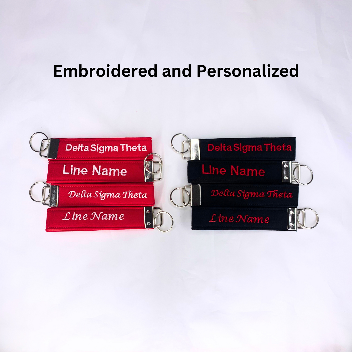 Delta Sigma Theta Red and White Personalized Embroidered Key fob