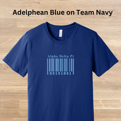 Alpha Delta Pi Barcode with Founders Date T-Shirt