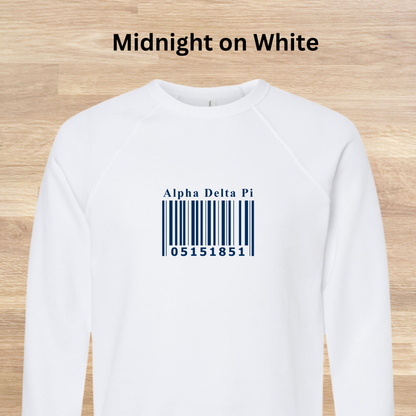 Alpha Delta Pi Barcode with Founders Date Sweatshirt