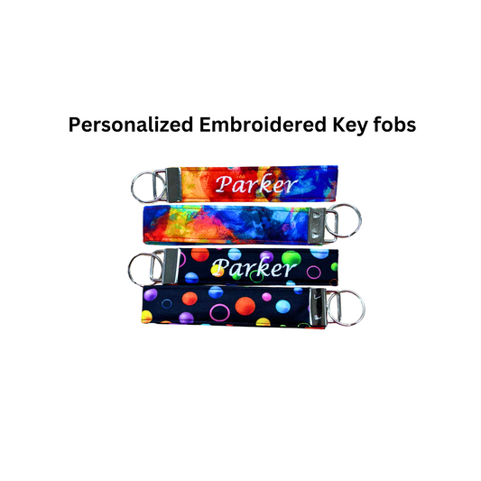 Personalized Rainbow Embroidered Key fob