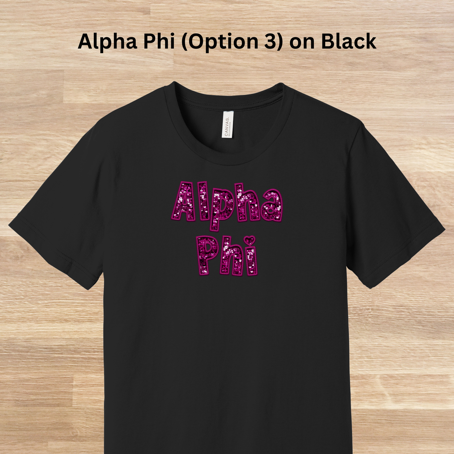 Alpha Phi Faux Embroidered Sequins T-Shirt