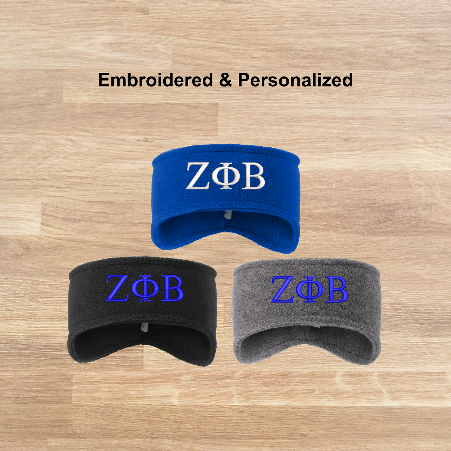 Zeta Phi Beta Personalized Embroidered Fleece Headband