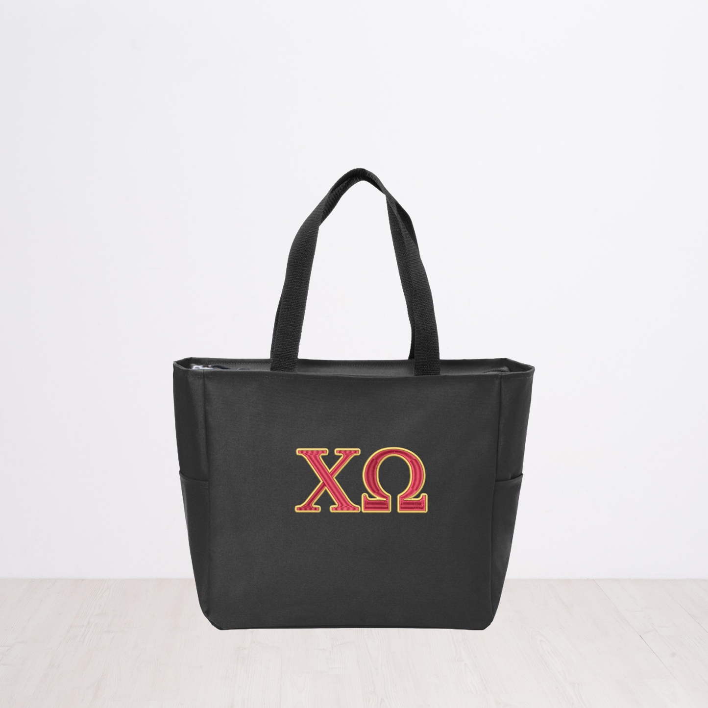 Chi Omega Personalized Embroidered Zipper Tote Bag