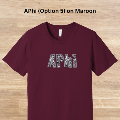 Alpha Phi Faux Embroidered Sequins T-Shirt