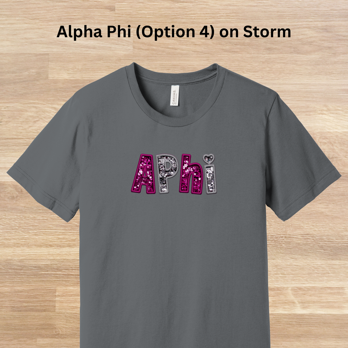 Alpha Phi Faux Embroidered Sequins T-Shirt