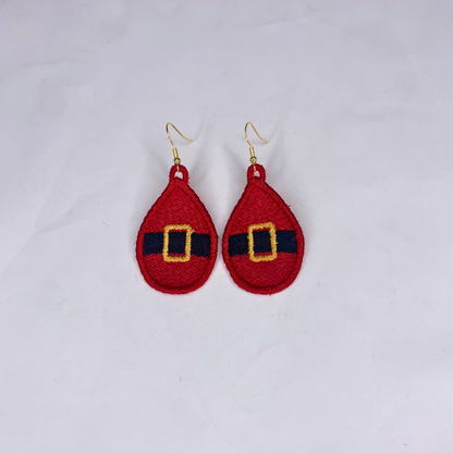 Santa Belt Teardrop Embroidered Lace Earrings