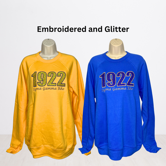 1922 Sigma Gamma Rho Embroidered Glitter Sweatshirt