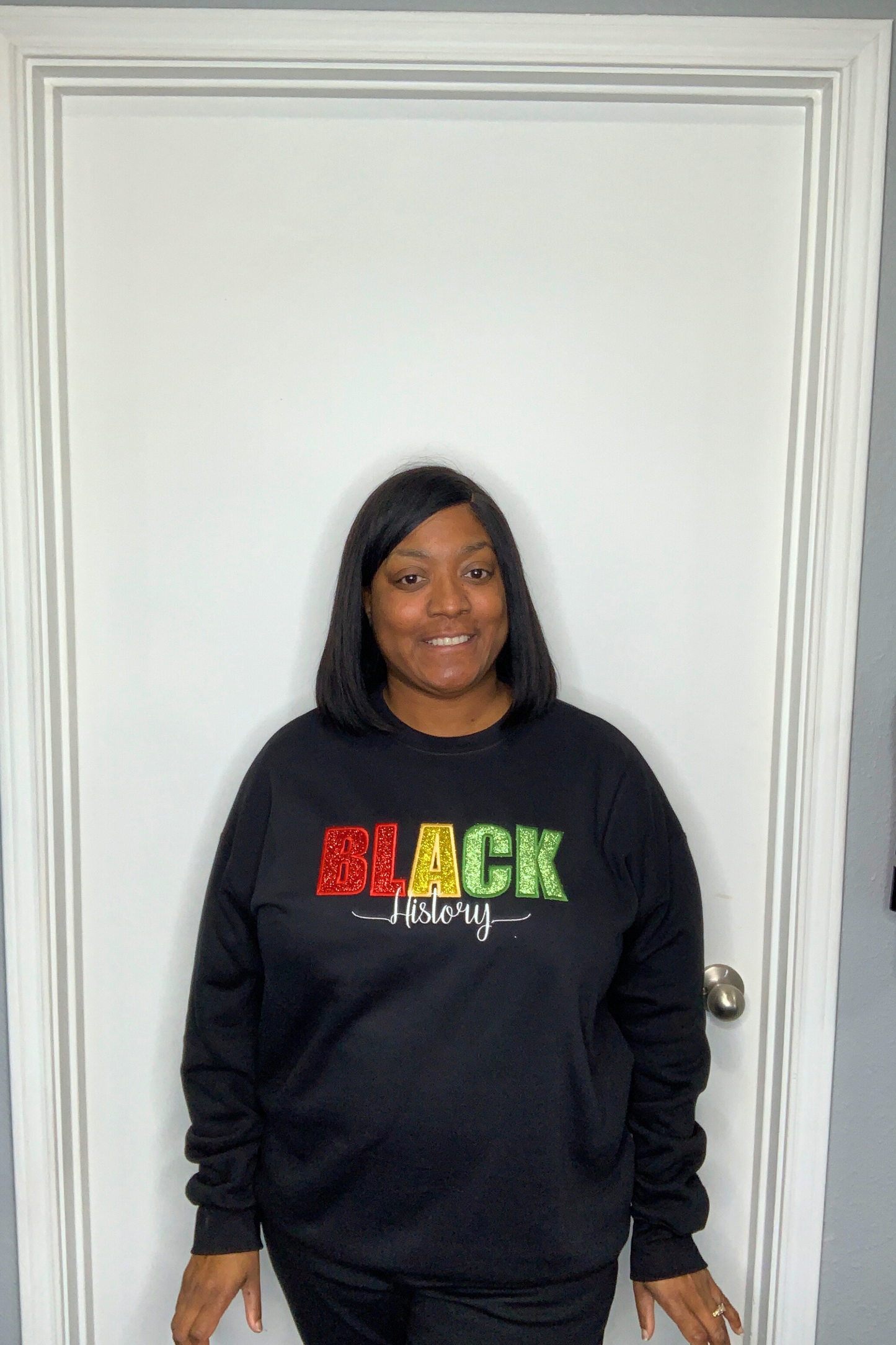 Black History Month Embroidered Glitter Sweatshirt