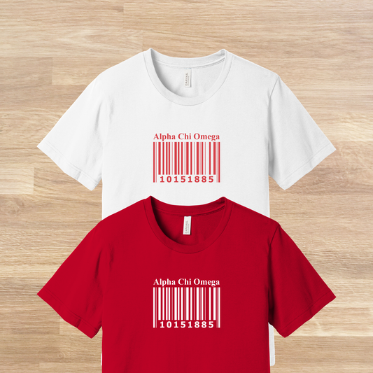 Alpha Chi Omega Barcode with Founders Date T-Shirt