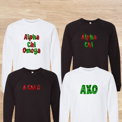 Alpha Chi Omega Faux Embroidered Sequins Sweatshirt