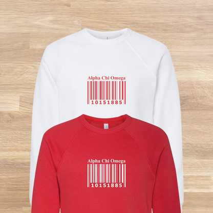 Alpha Chi Omega Barcode with Founders Date Sweatshirt