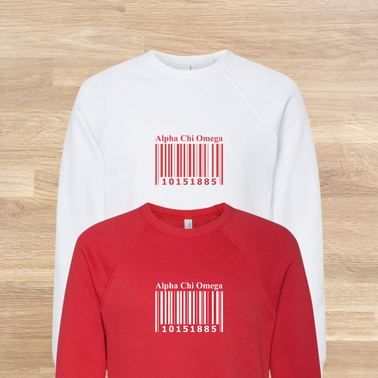 Alpha Chi Omega Barcode with Founders Date Sweatshirt