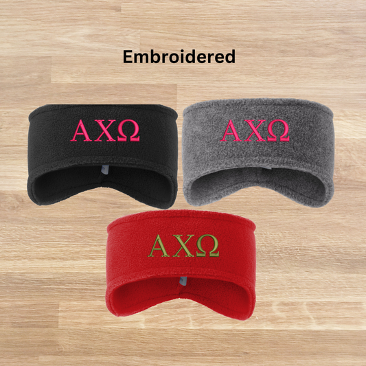 Alpha Chi Omega Embroidered Fleece Hat Headband