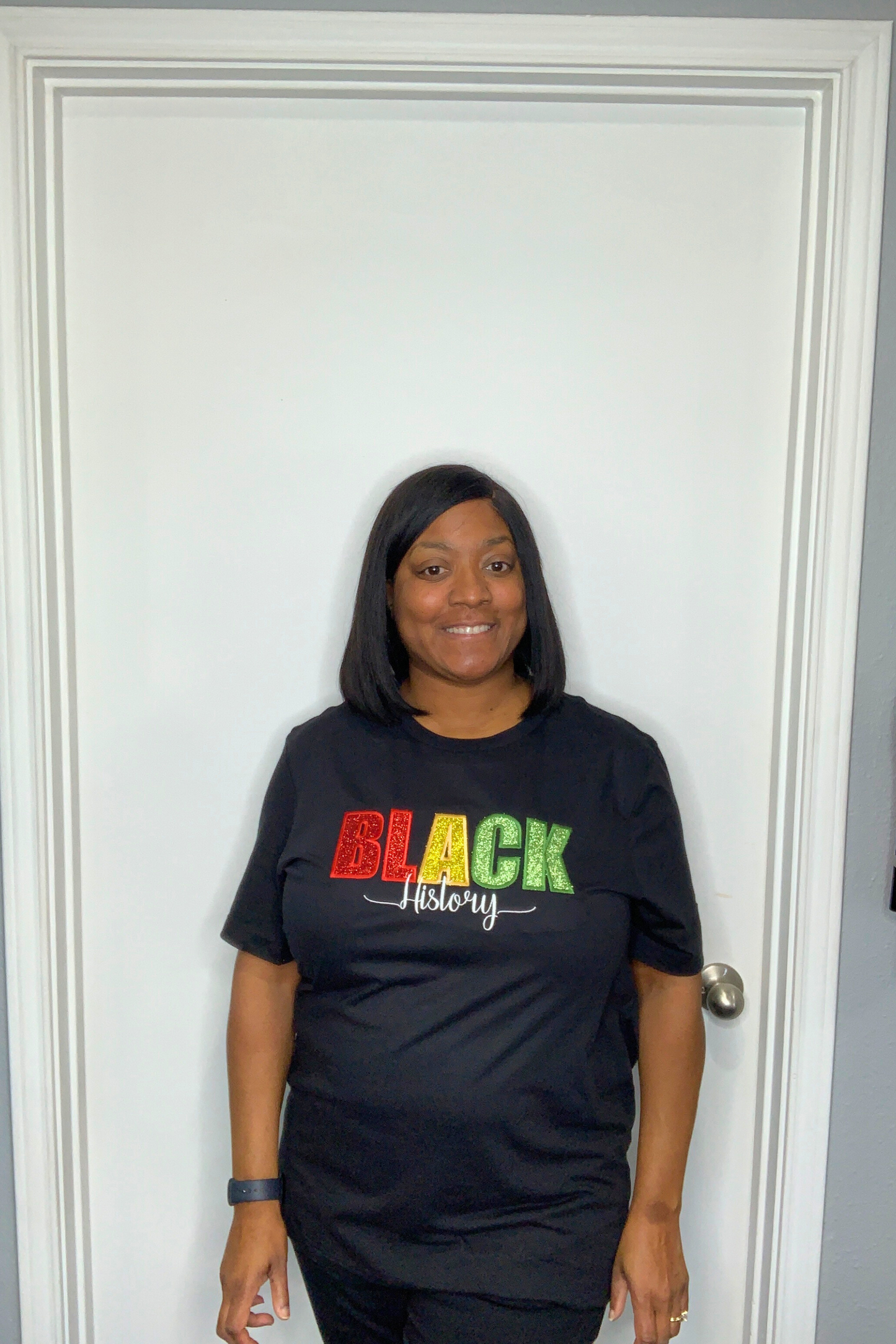 Black History Month Embroidered Glitter T-Shirt