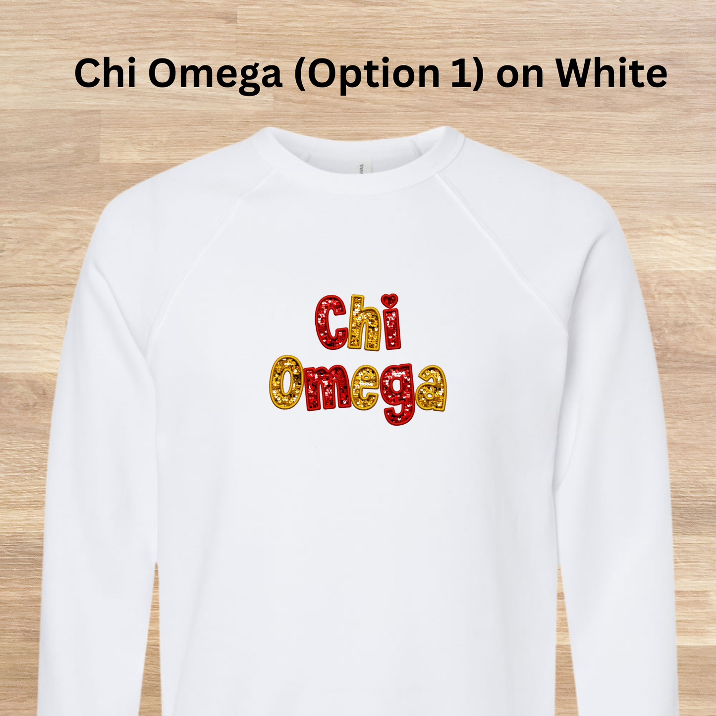 Chi Omega Faux Embroidered Sequins Sweatshirt