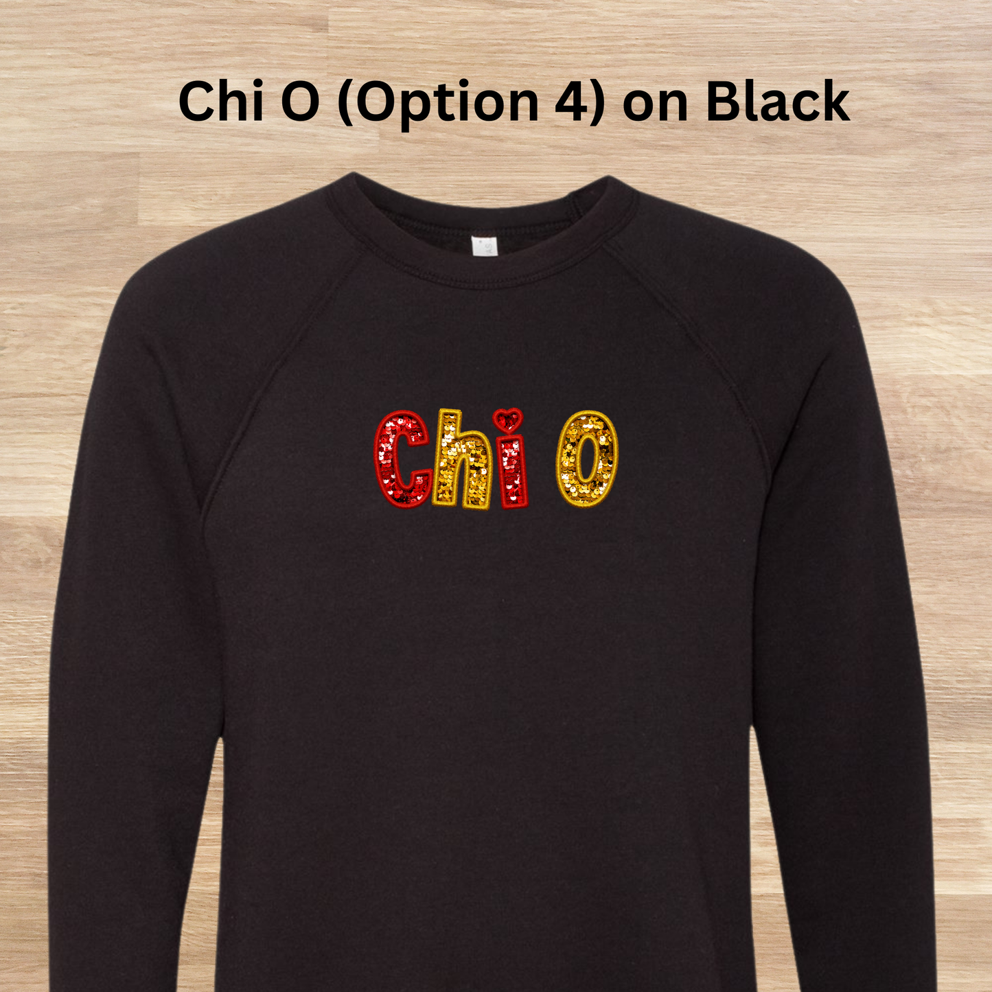 Chi Omega Faux Embroidered Sequins Sweatshirt