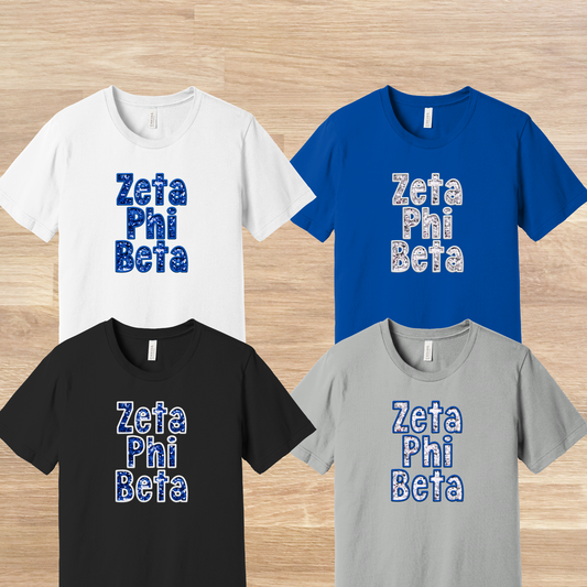 Zeta Phi Beta Faux Embroidered Sequins T-Shirt