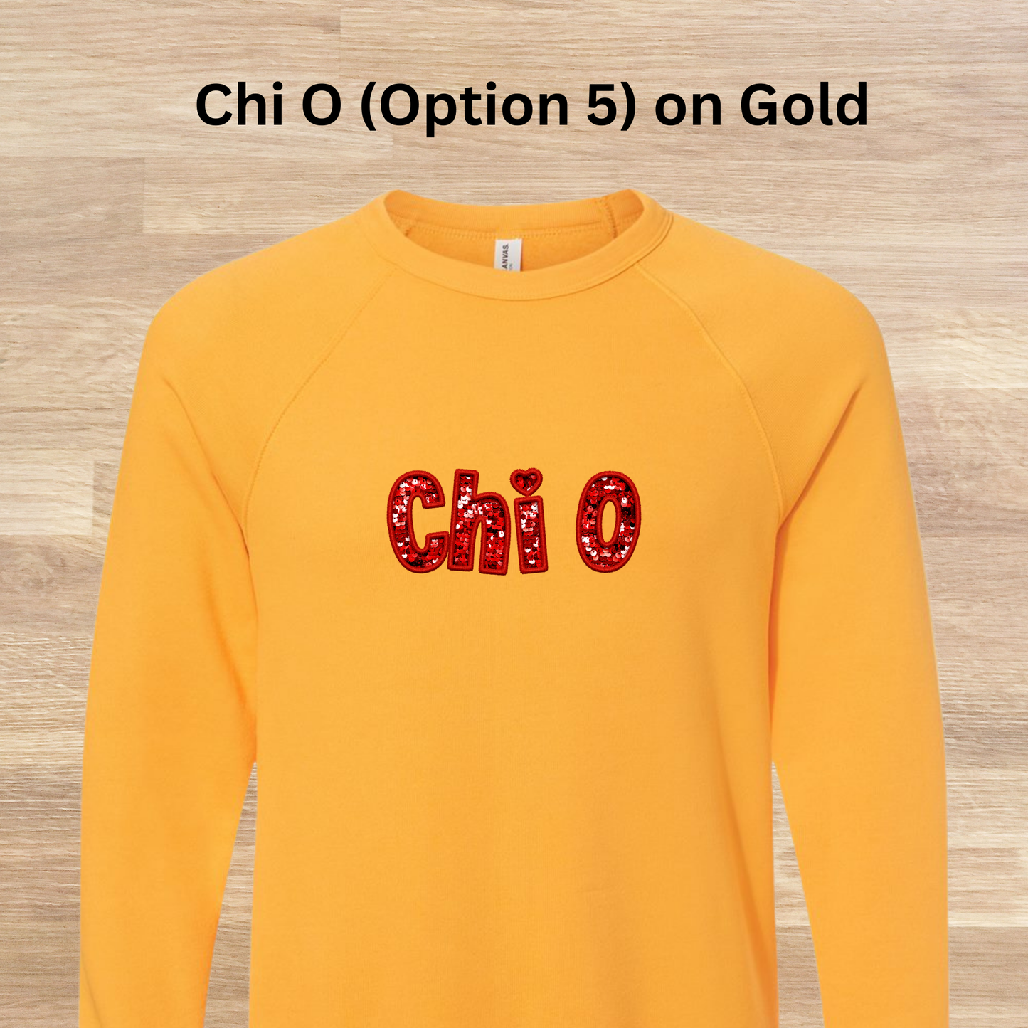 Chi Omega Faux Embroidered Sequins Sweatshirt