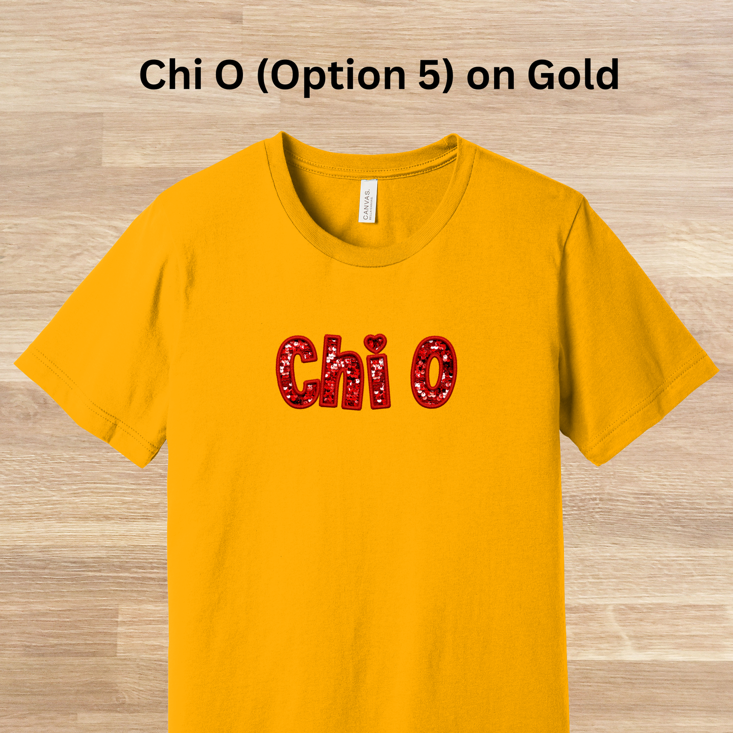 Chi Omega Faux Embroidered Sequins T-Shirt