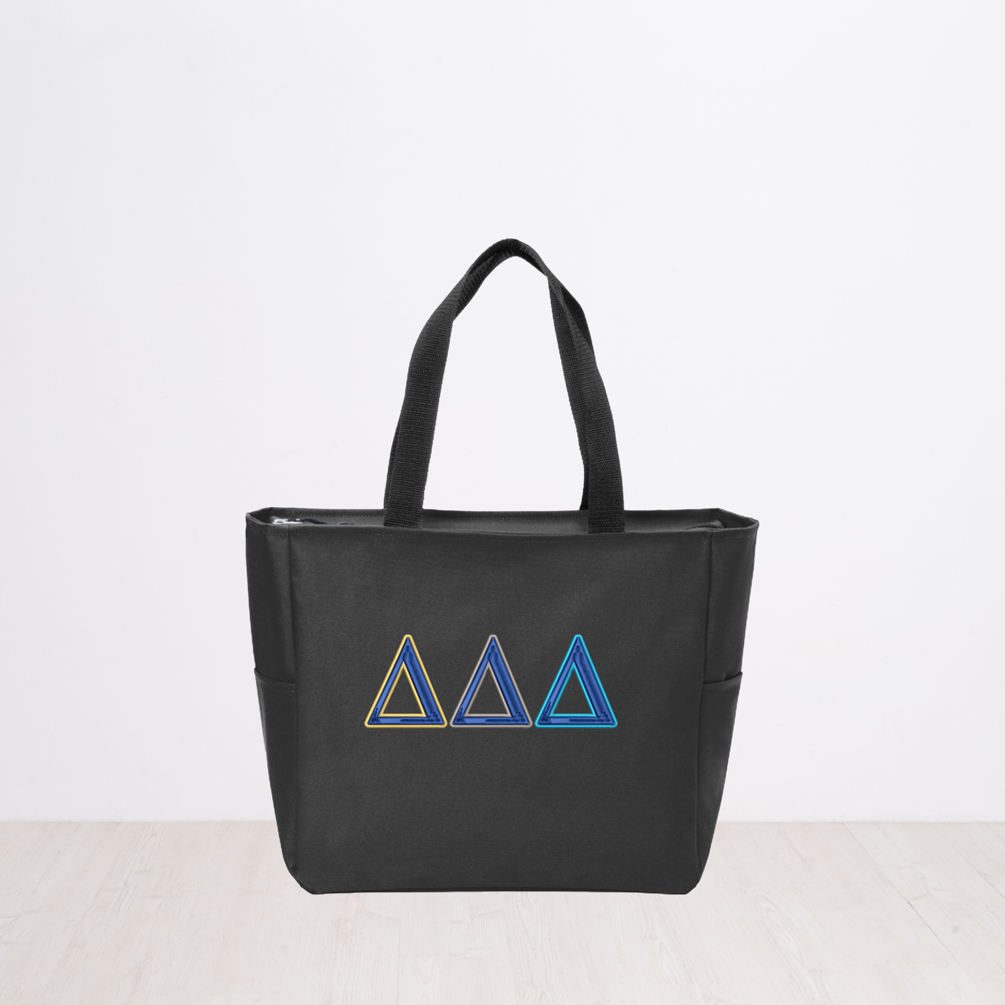 Delta Delta Delta Personalized Embroidered Zipper Tote Bag, Tri Delta