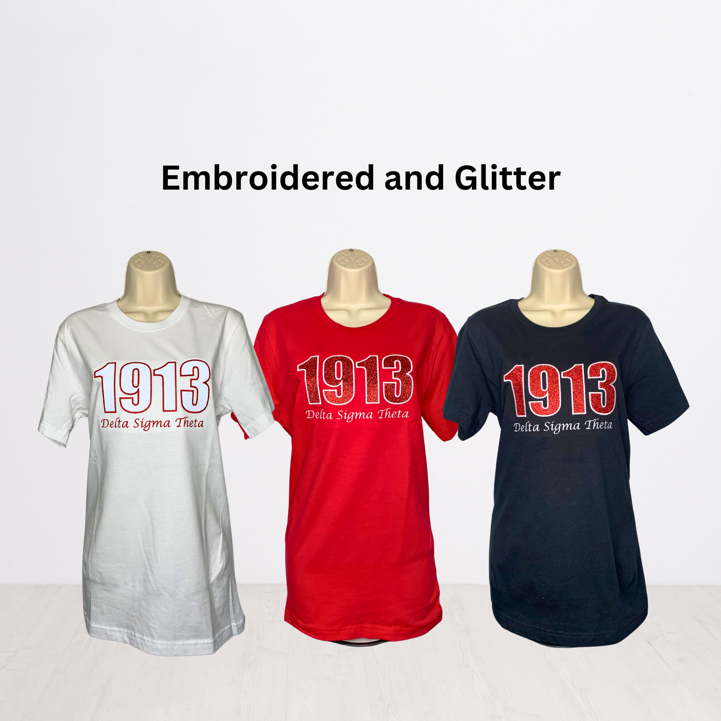 1913 Delta Sigma Theta Embroidered Glitter T-Shirt