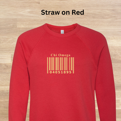 Chi Omega Barcode with Founders Date Sweatshirt