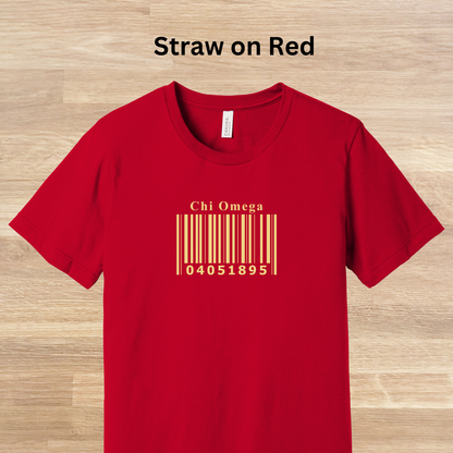 Chi Omega Barcode with Founders Date T-Shirt