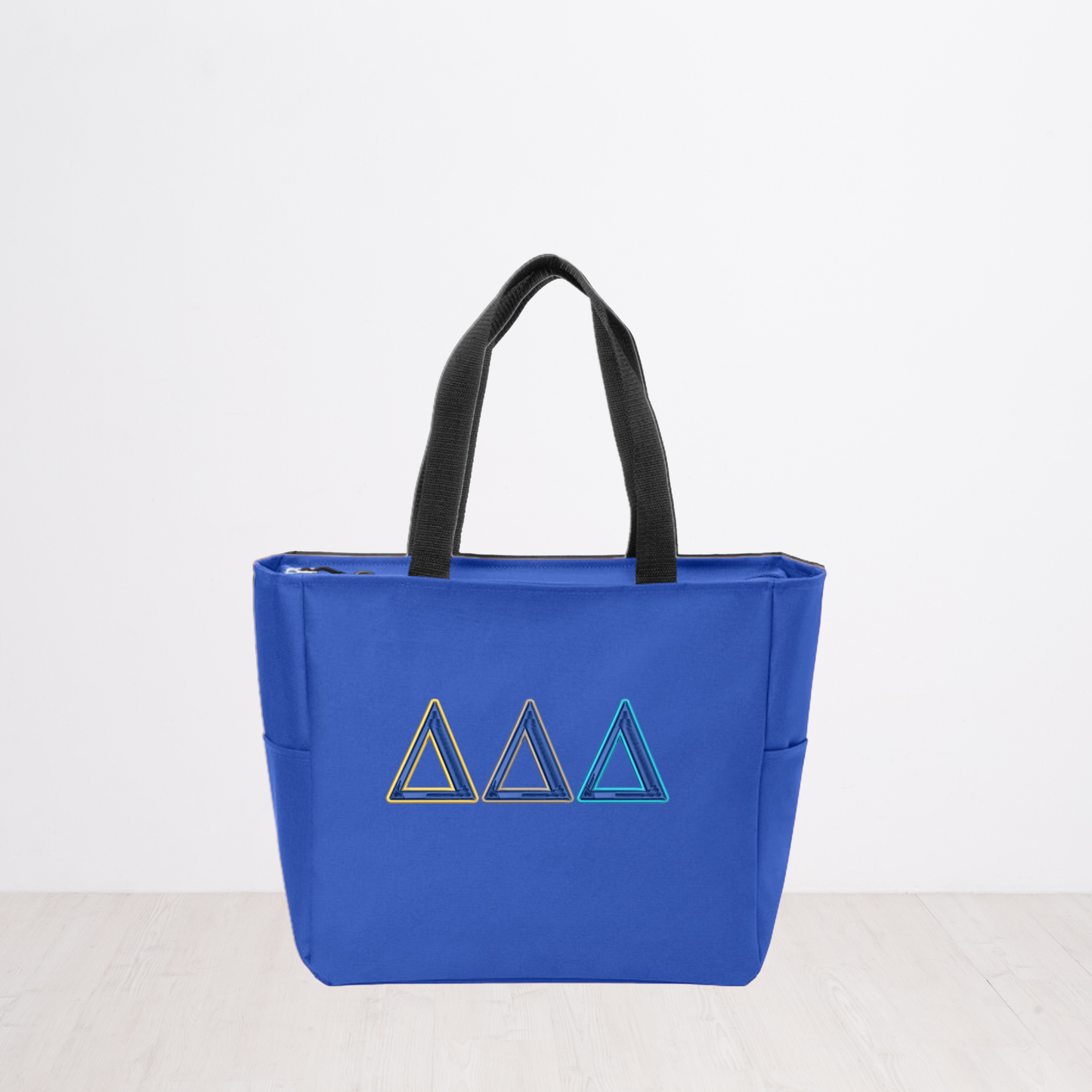 Delta Delta Delta Personalized Embroidered Zipper Tote Bag, Tri Delta