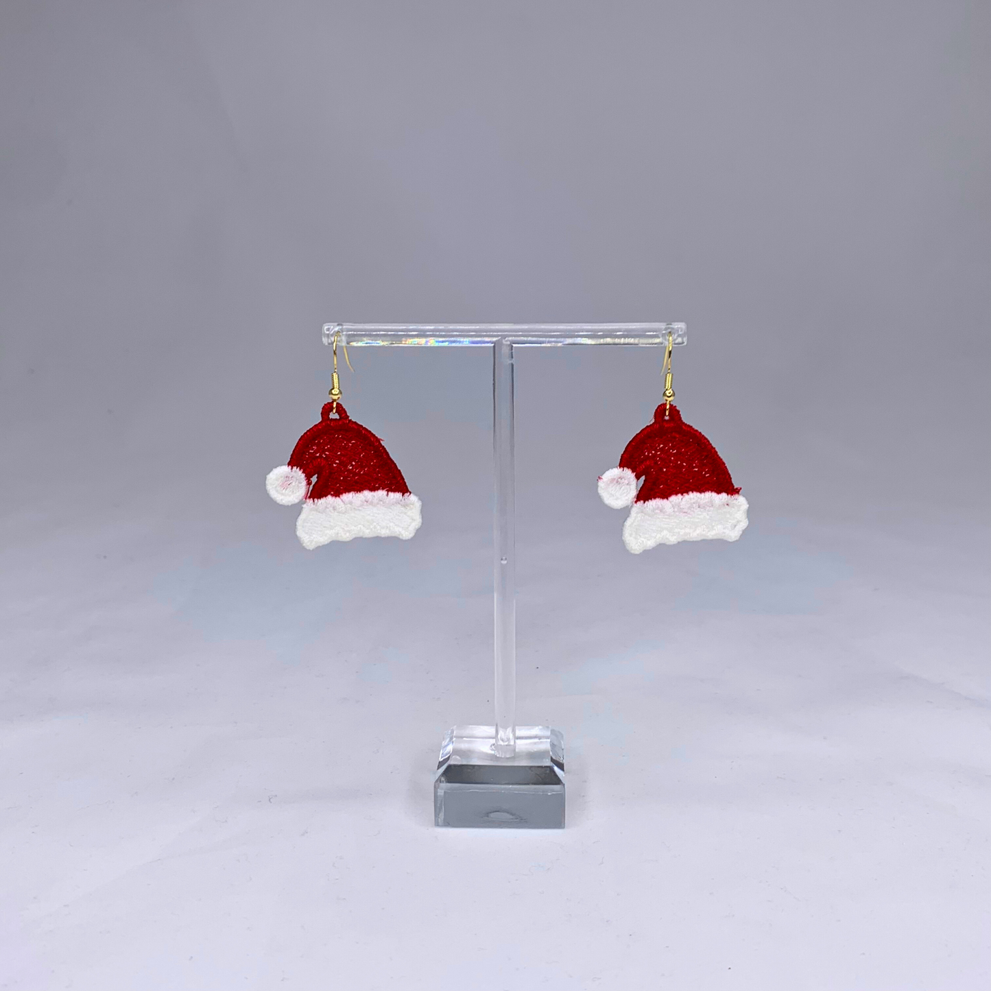 Santa Hat Embroidered Lace Earrings