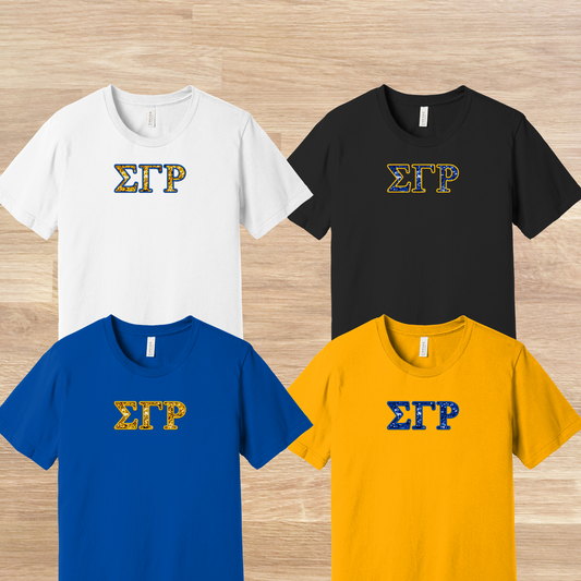Sigma Gamma Rho Greek Letters Faux Embroidered Sequins T-Shirt