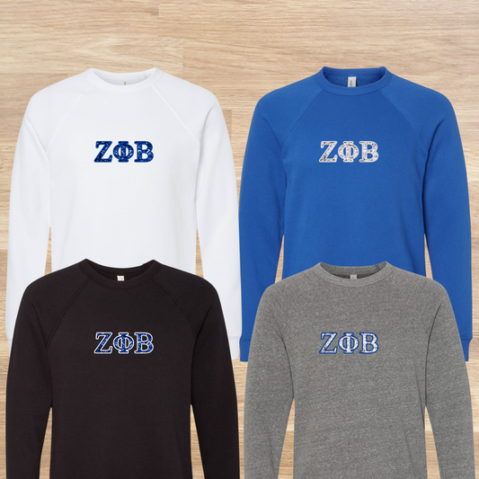 Zeta Phi Beta Greek Letters Faux Embroidered Sequins Sweatshirt