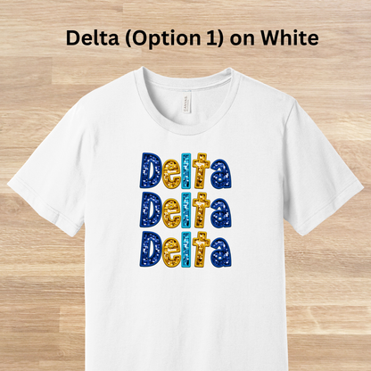 Delta Delta Delta Faux Embroidered Sequins T-Shirt