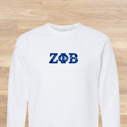 Zeta Phi Beta Greek Letters Faux Embroidered Sequins Sweatshirt