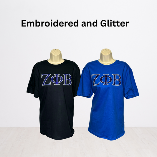 Zeta Phi Beta Embroidered Glitter T-shirt